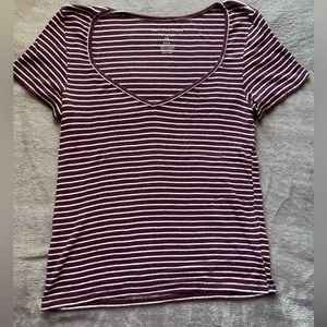 Maroon Striped American Eagle Top